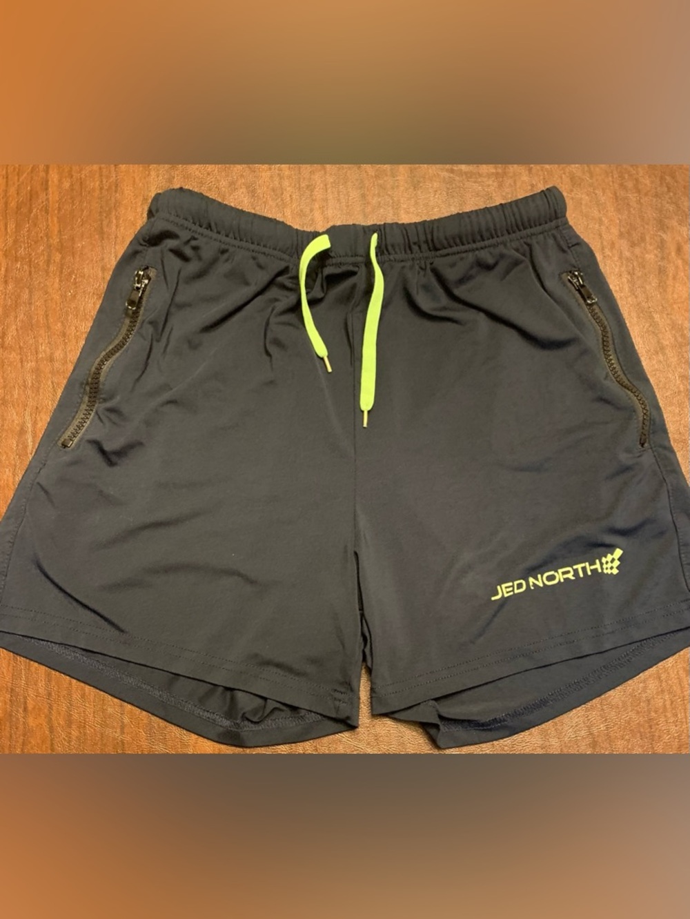 Jed North Black Athletic Shorts with Neon Yellow Drawcord